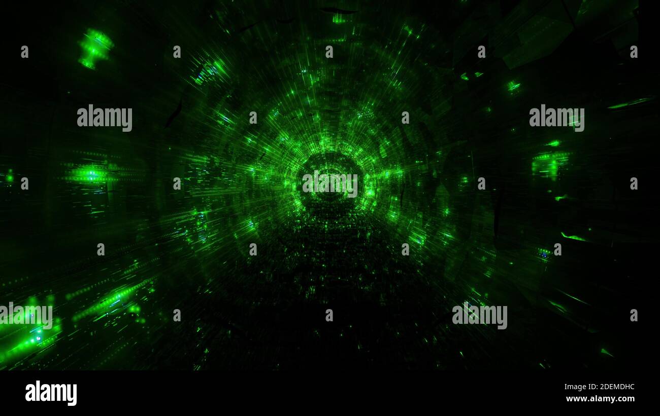 Green hole tunnel vfx 3d illustration background wallpaper Stock Photo -  Alamy