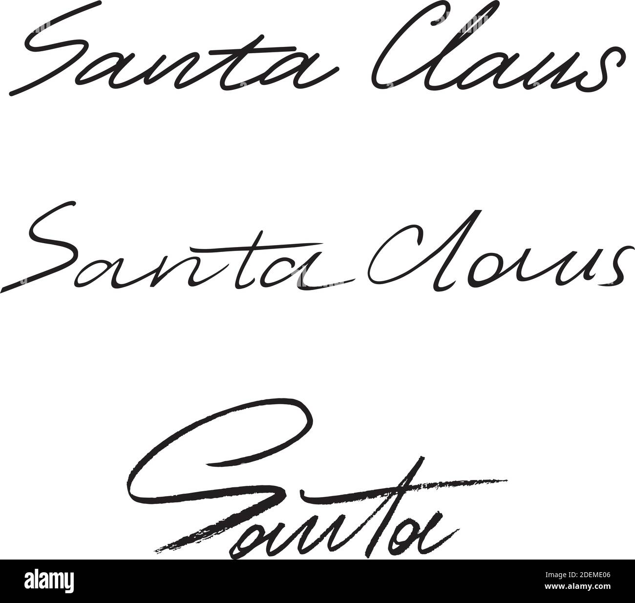 Signature Santa Clause new year merry christmas holidays Stock Vector
