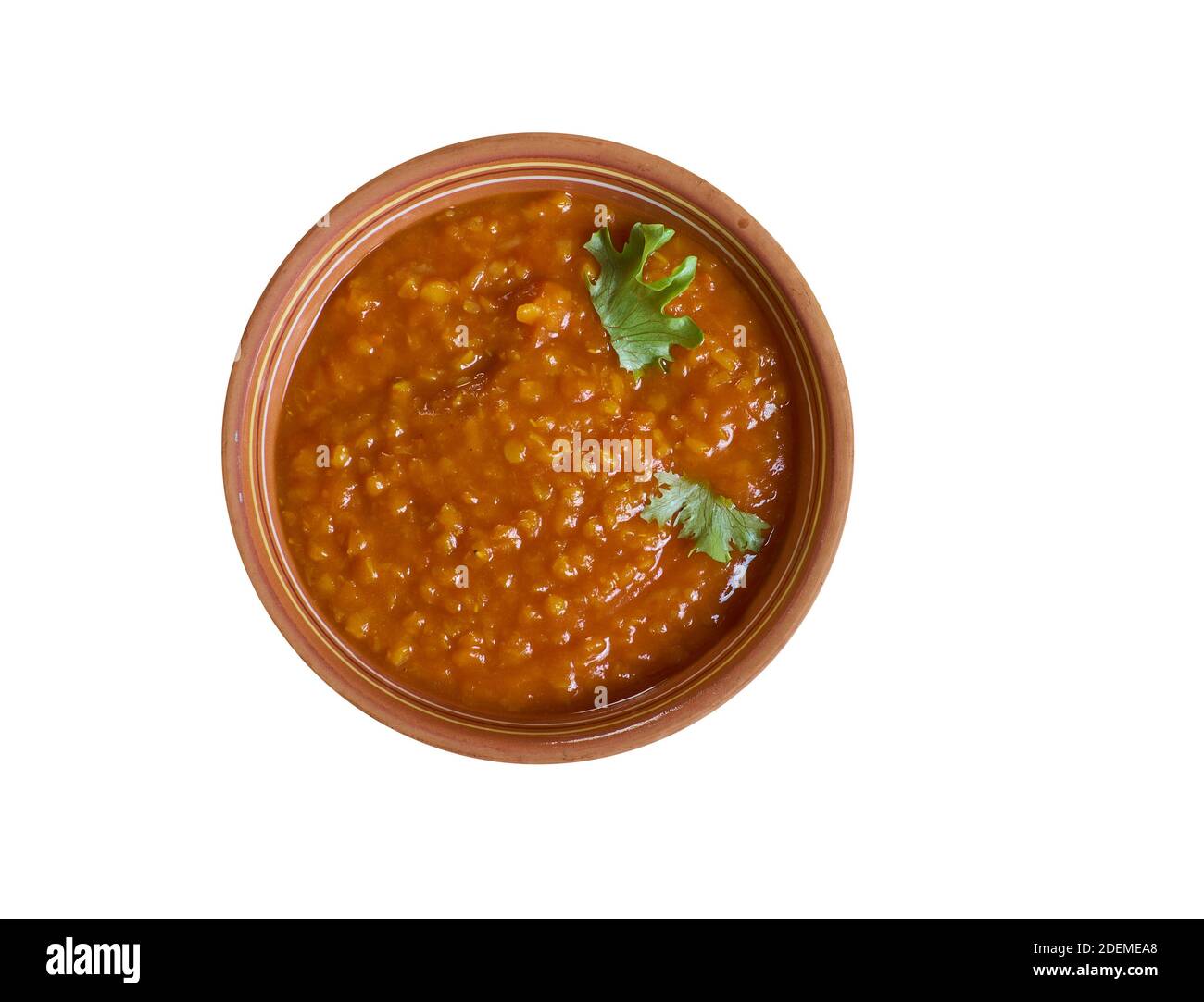 Moroccan-style pumpkin and red lentil soup close up Stock Photo