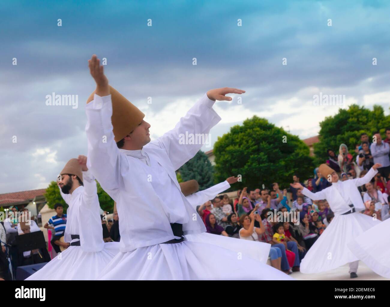 Konya, Konya Province, Turkey. Whirling Dervishes. UNESCO proclaimed the 'The Mevlevi Sema Ceremony' of Turkey (seen here) amongst the Masterpieces of Stock Photo