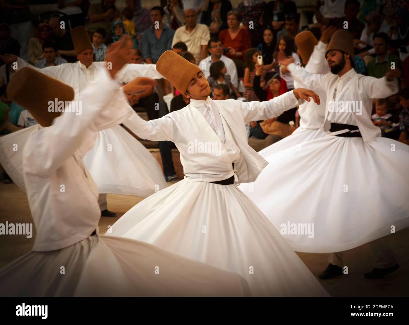 Konya, Konya Province, Turkey. Whirling Dervishes. UNESCO proclaimed the 'The Mevlevi Sema Ceremony' of Turkey (seen here) amongst the Masterpieces of Stock Photo