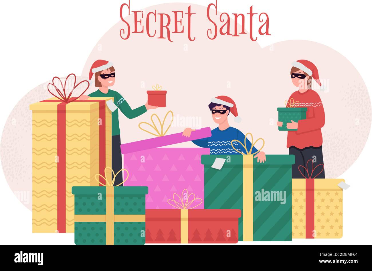 Secret Santa flat concept vector illustration Stock Vector