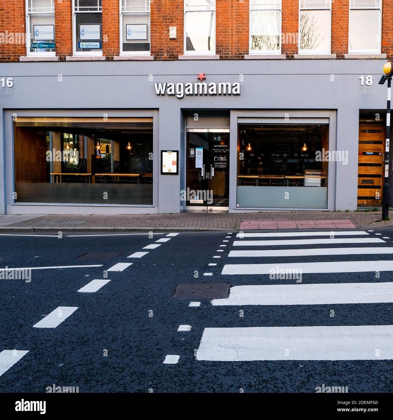 London UK, December 01 2020, Wagamama Asian Style Food Restaurant Closed During COVID-19 Pandemic Lockdown Stock Photo