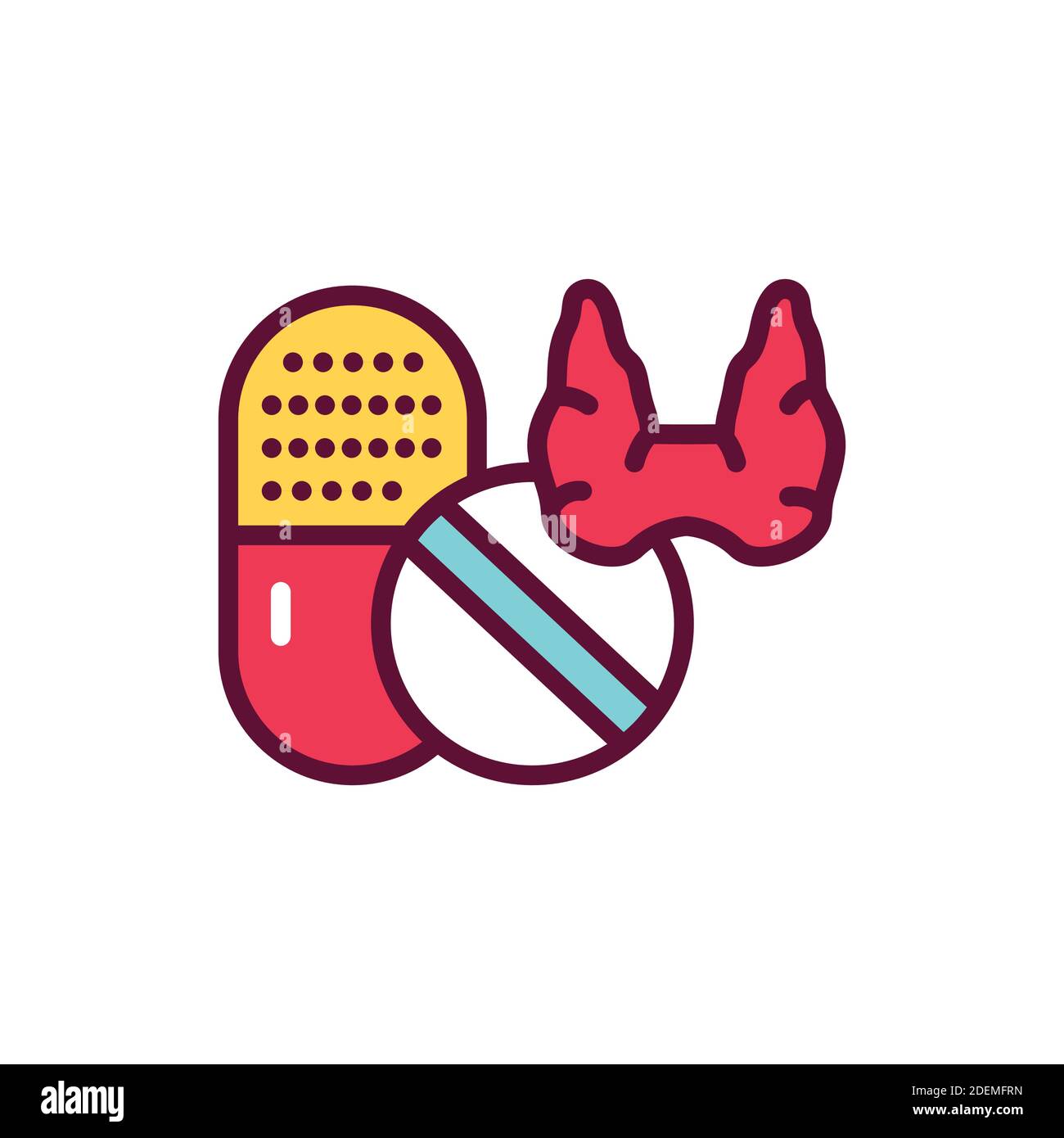 Thyroid treatment line icon. Isolated vector element. Stock Vector