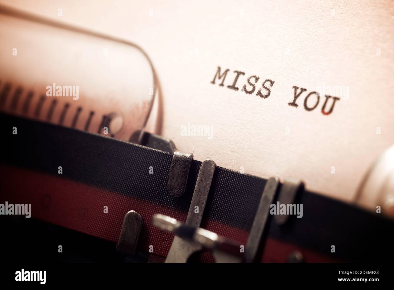 Miss you phrase written with a typewriter Stock Photo Alamy