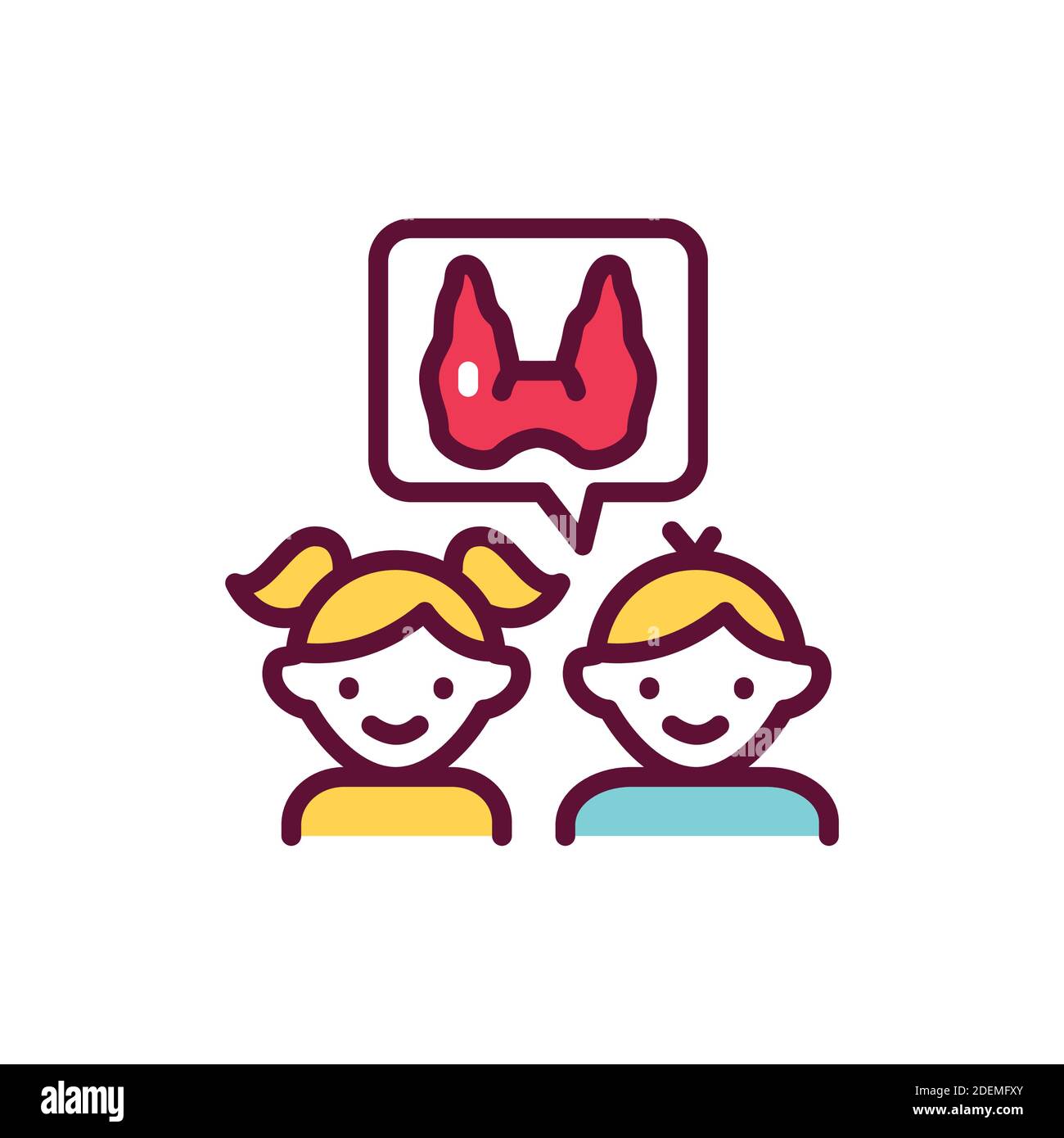 Pediatric endocrinology line icon. Isolated vector element Stock Vector
