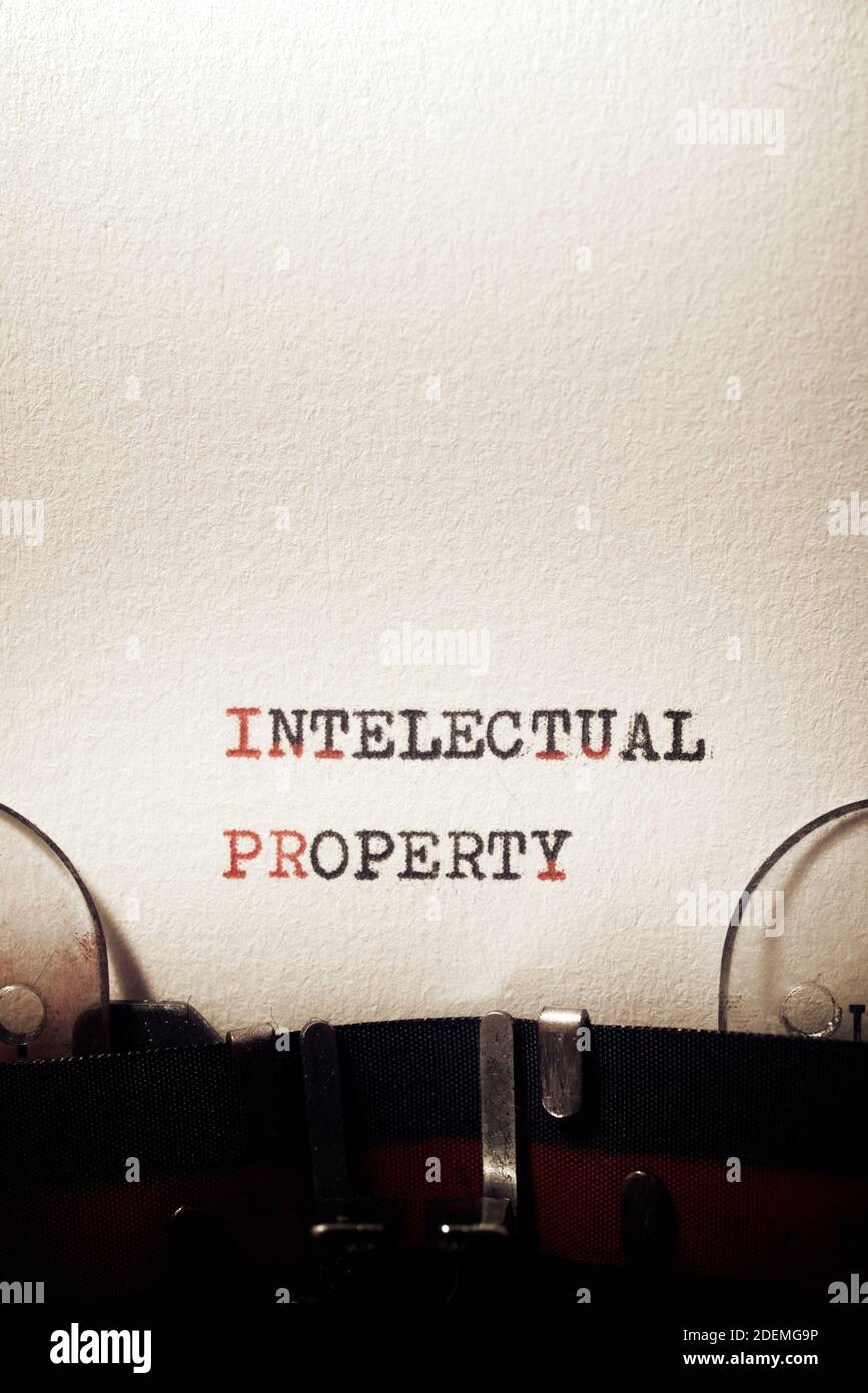 Intellectual property phrase written with a typewriter. Stock Photo