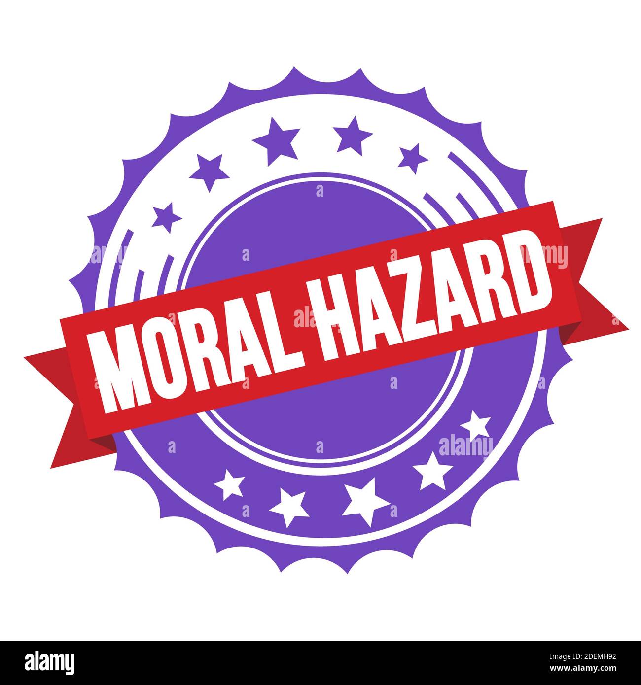 MORAL HAZARD text on red violet ribbon badge stamp. Stock Photo