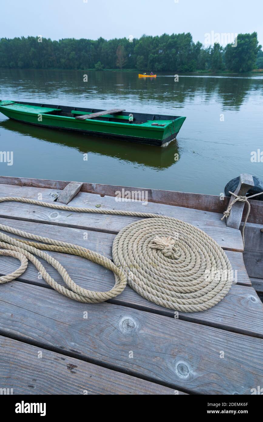 Canadian canoe activity and traditional river boat, Loire River, Chécy  Village, Loiret Department, The Loire Valley, France, Europe Stock Photo -  Alamy