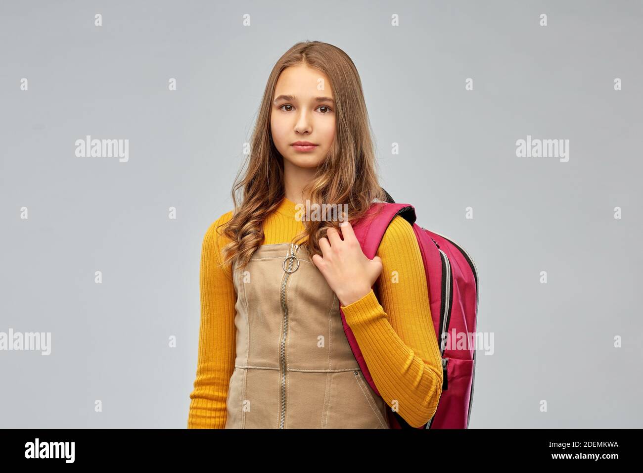 teenage student girl with backpack Stock Photo - Alamy