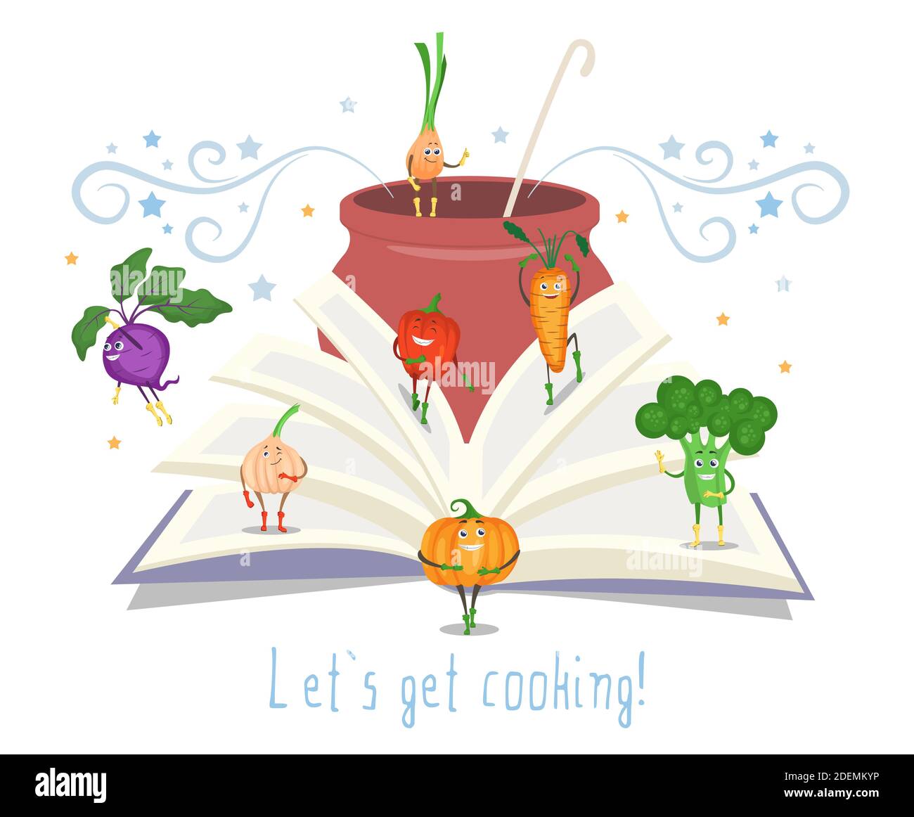 https://c8.alamy.com/comp/2DEMKYP/open-recipe-book-pot-with-ladle-cute-vegetables-flat-vector-illustration-cooking-book-2DEMKYP.jpg