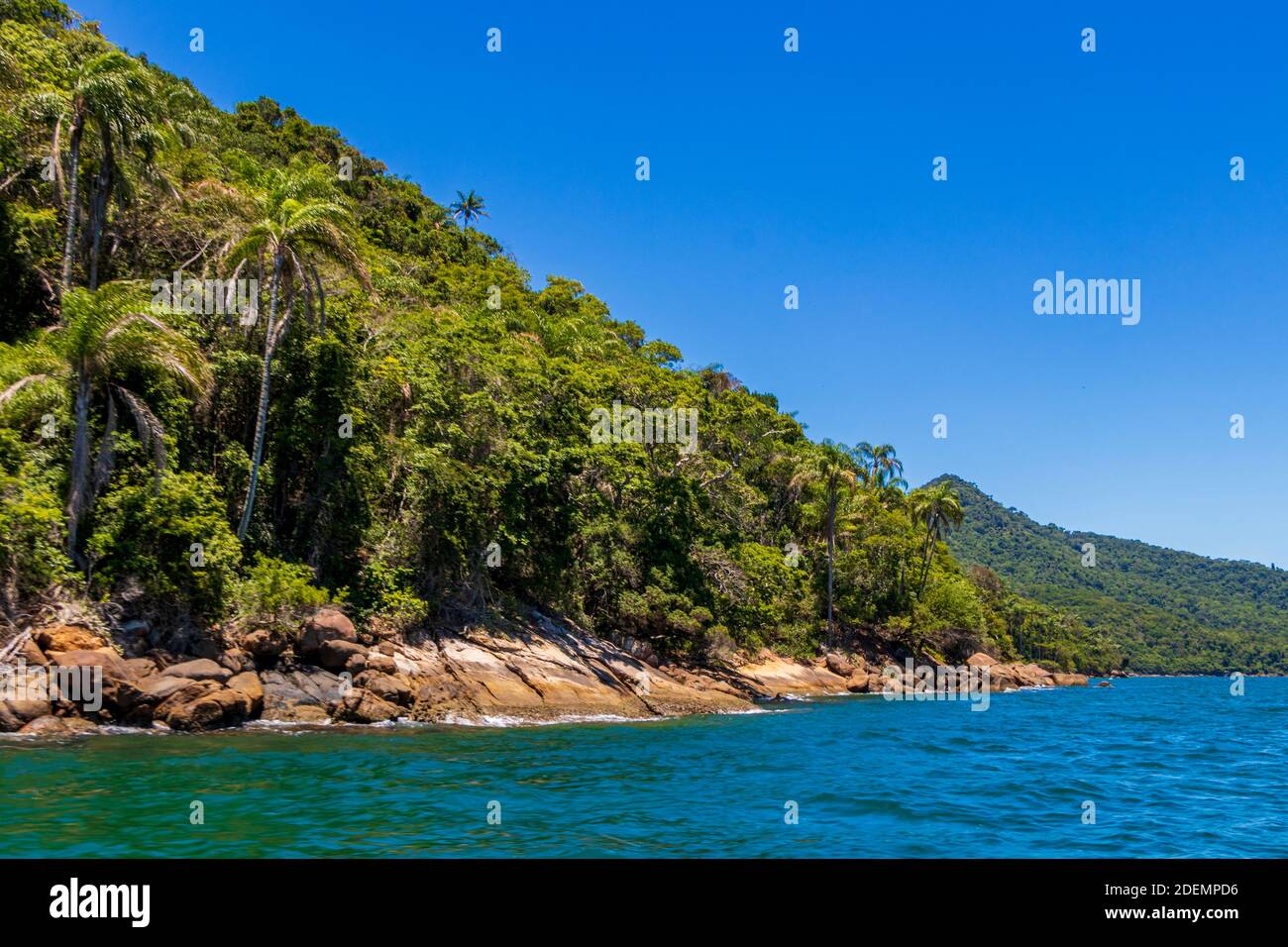 The big tropical island Ilha Grande in Angra dos Reis, Rio de Janeiro, Brazil. Stock Photo