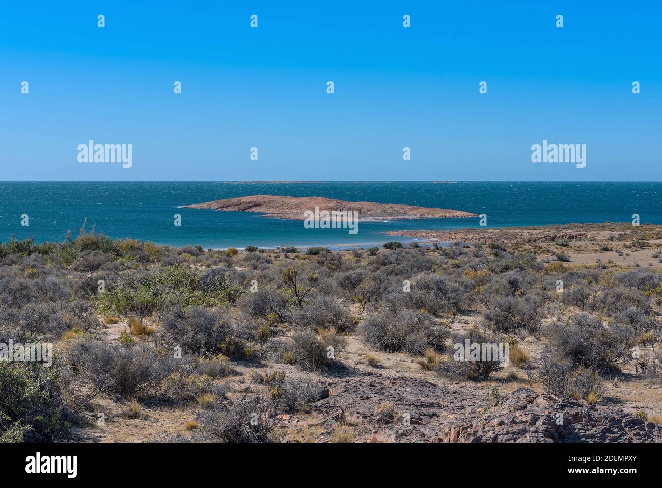 Landscape on the Patagonian Atlantic coast in Argentina Stock Photo