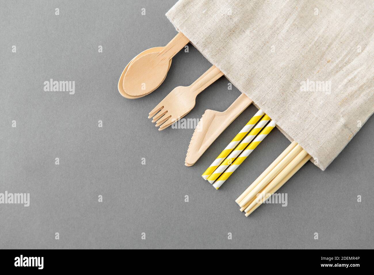 wooden spoon, fork, knife, straws and chopsticks Stock Photo Alamy