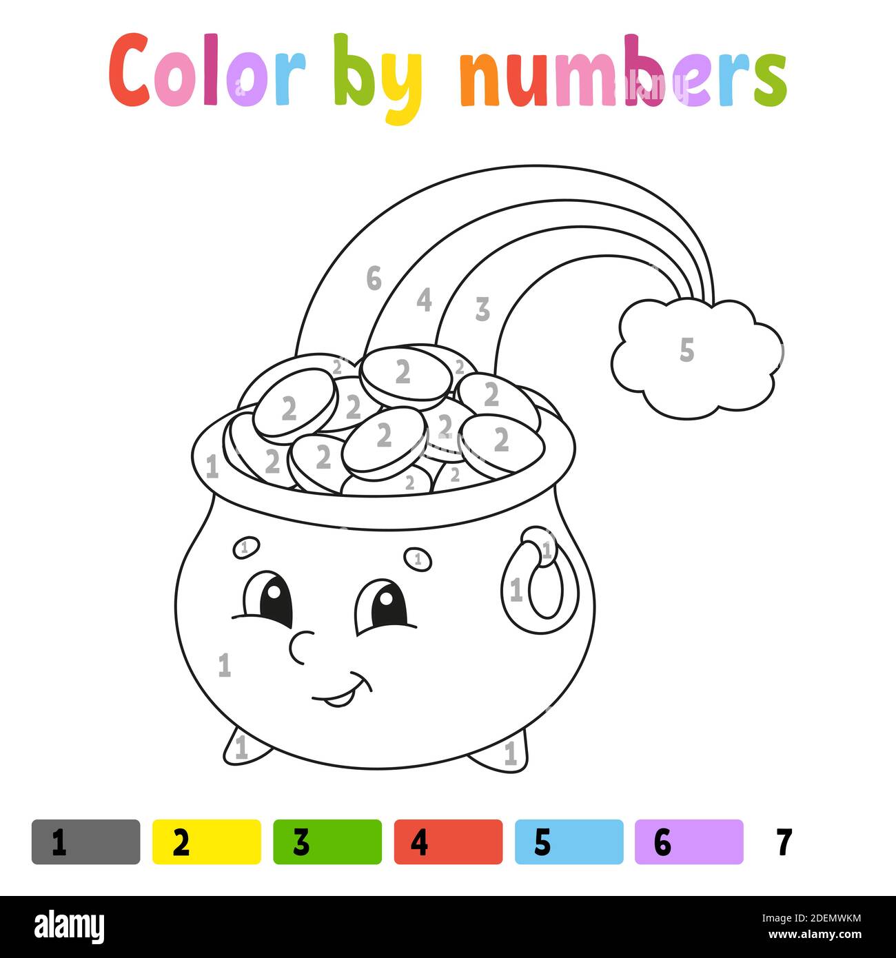 Color by numbers. Coloring book for kids. Vector illustration. Cartoon  character. Hand drawn. Worksheet page for children. Isolated on white  backgroun Stock Vector Image & Art - Alamy
