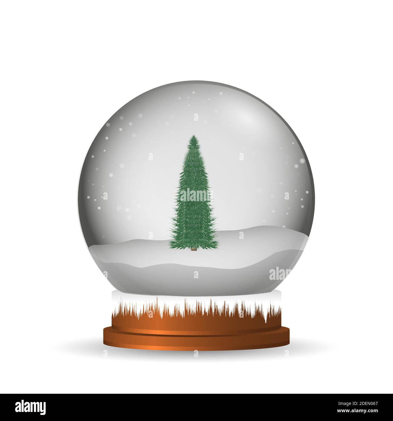 Christmas Tree Snowball decorations. Realistic Snow globe on a ...