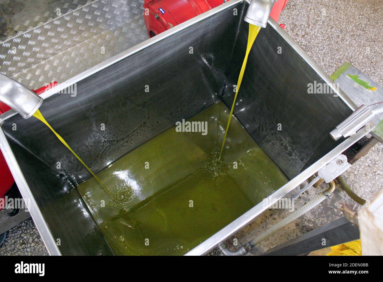 Extra virgin olive oil extraction process in olive oil mill in Greece