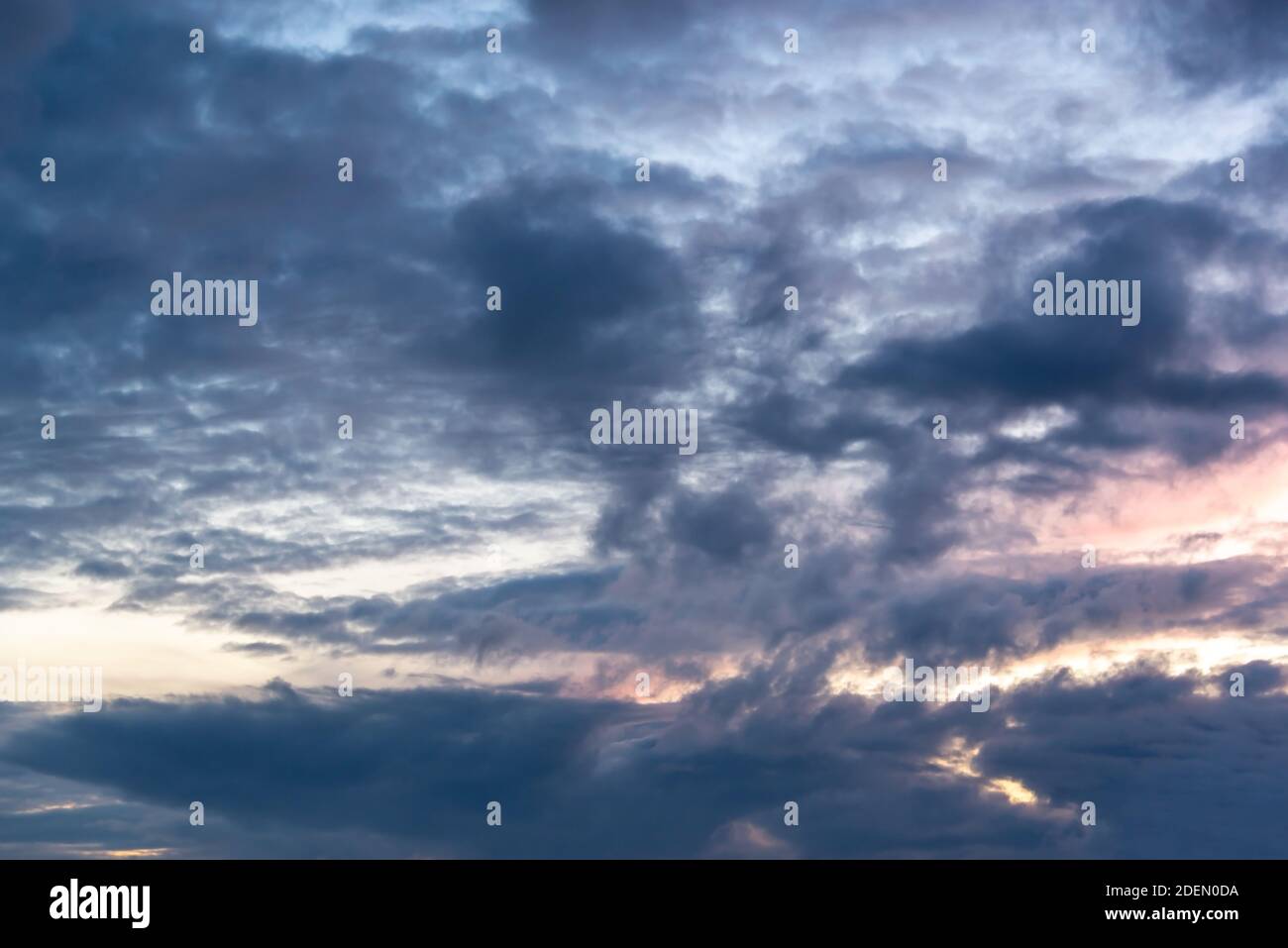 Beautiful sky with clouds at sunset, sky remplacement, nature background Stock Photo