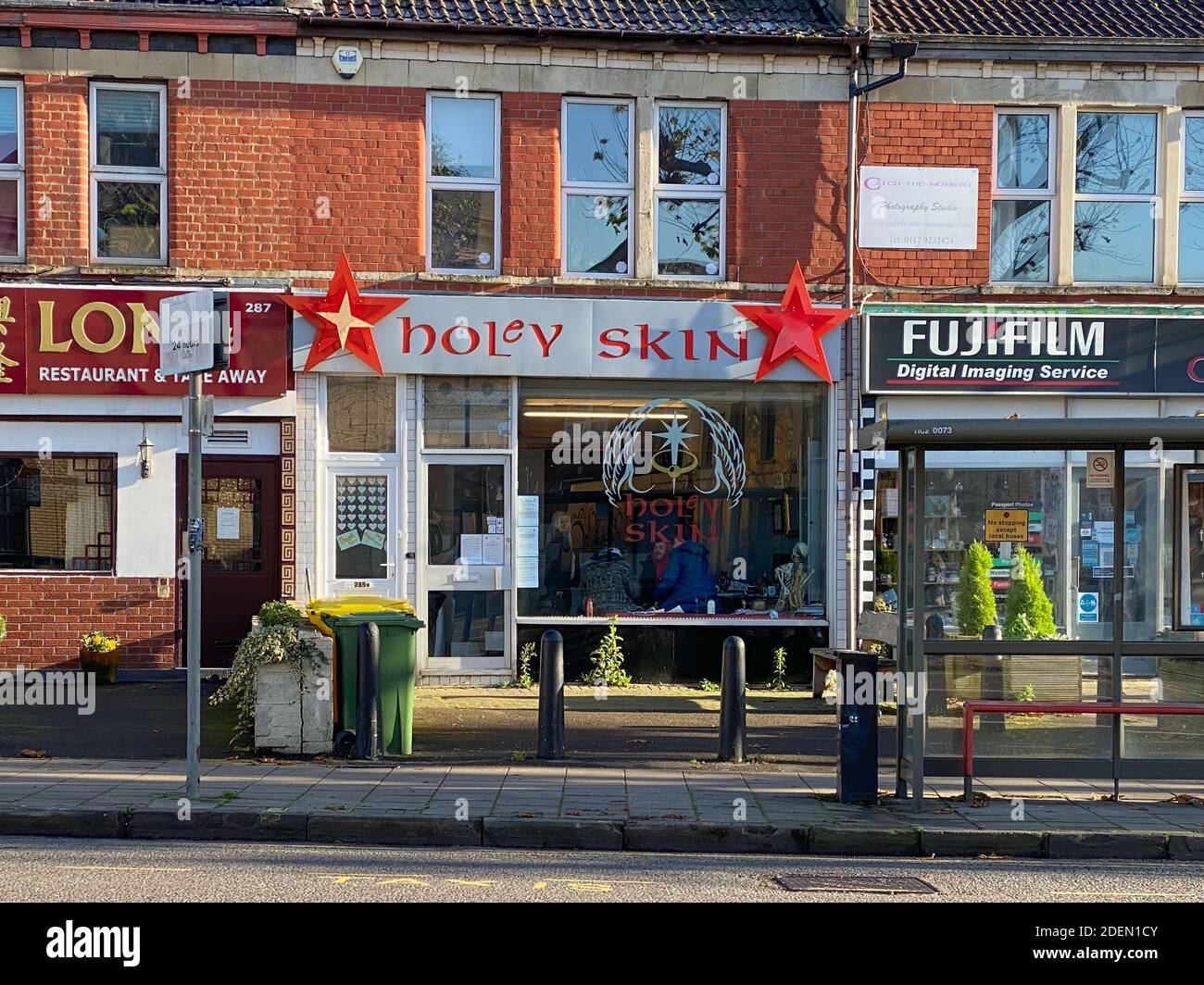 Bristol, UK. 26th November 2020. Bristol based tattoo studio, Holey Skin, has reopened less than 2 weeks after being fined for breaching government lo Stock Photo