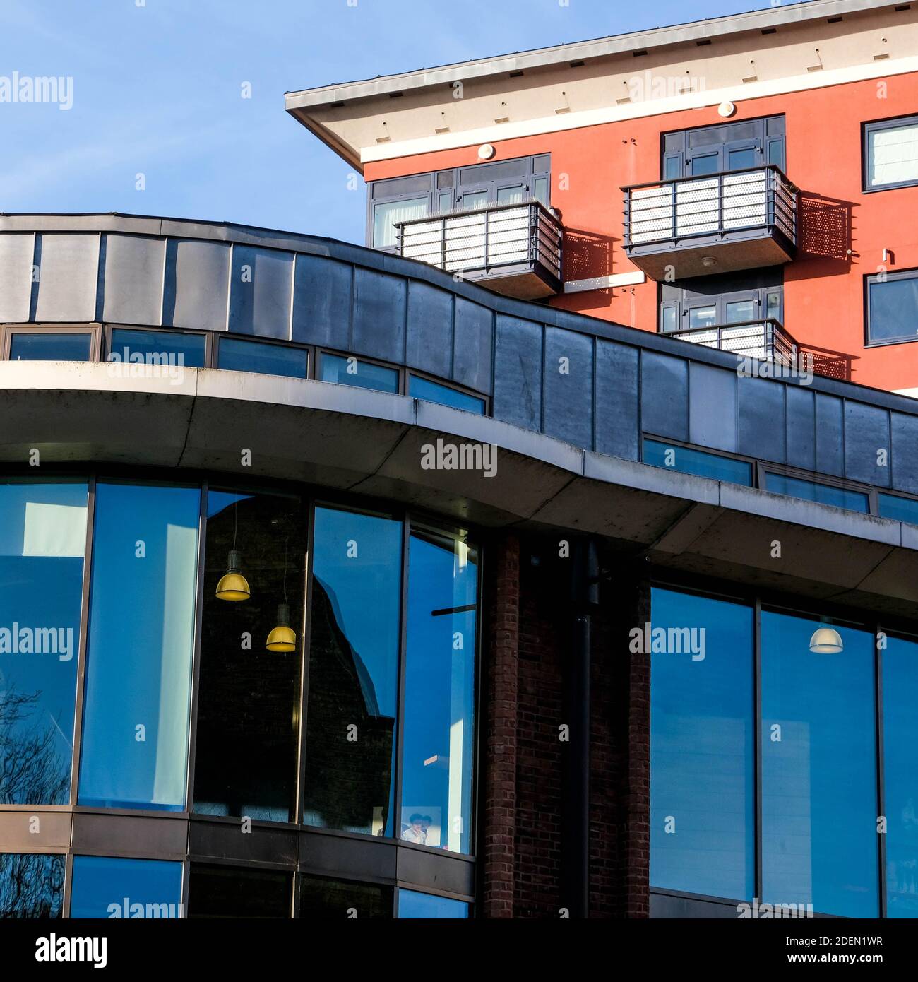 London UK, December 01 2020, Close Up Of Contrasting Geometric Line Of New Build Architecture With No People Stock Photo