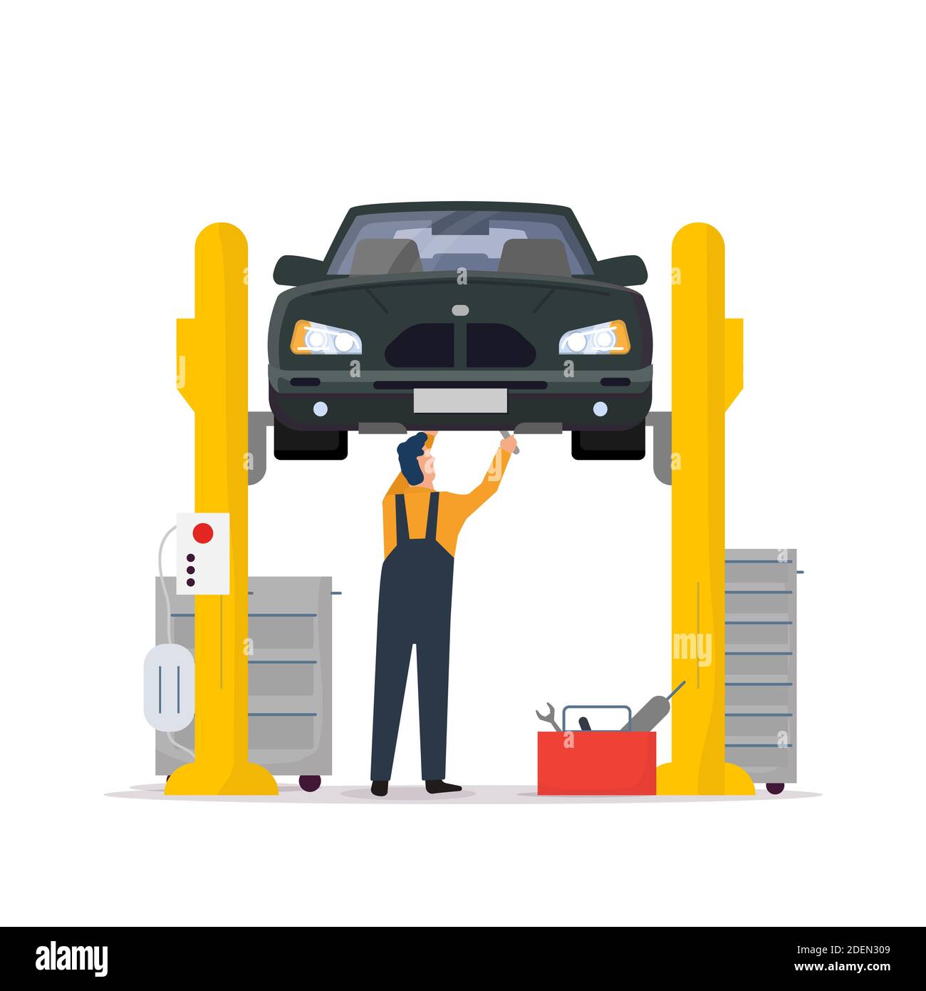 Cartoon car auto repair garage hires stock photography and images Alamy