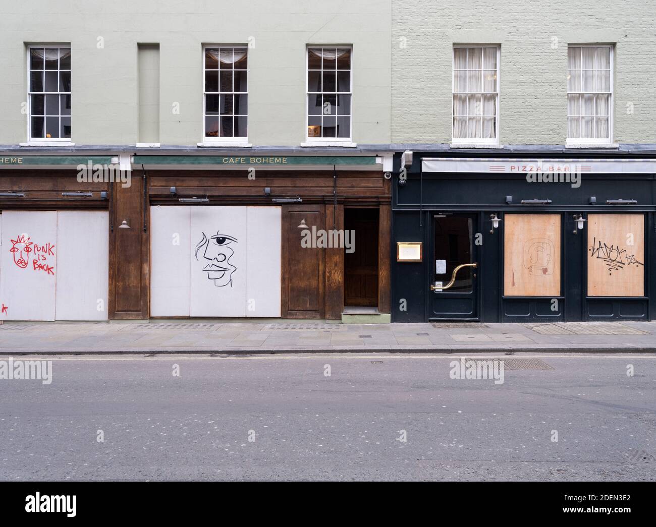 GREAT BRITAIN / England / London /  Soho venues are boarded up during coronavirus lockdown during second lockdown. Stock Photo