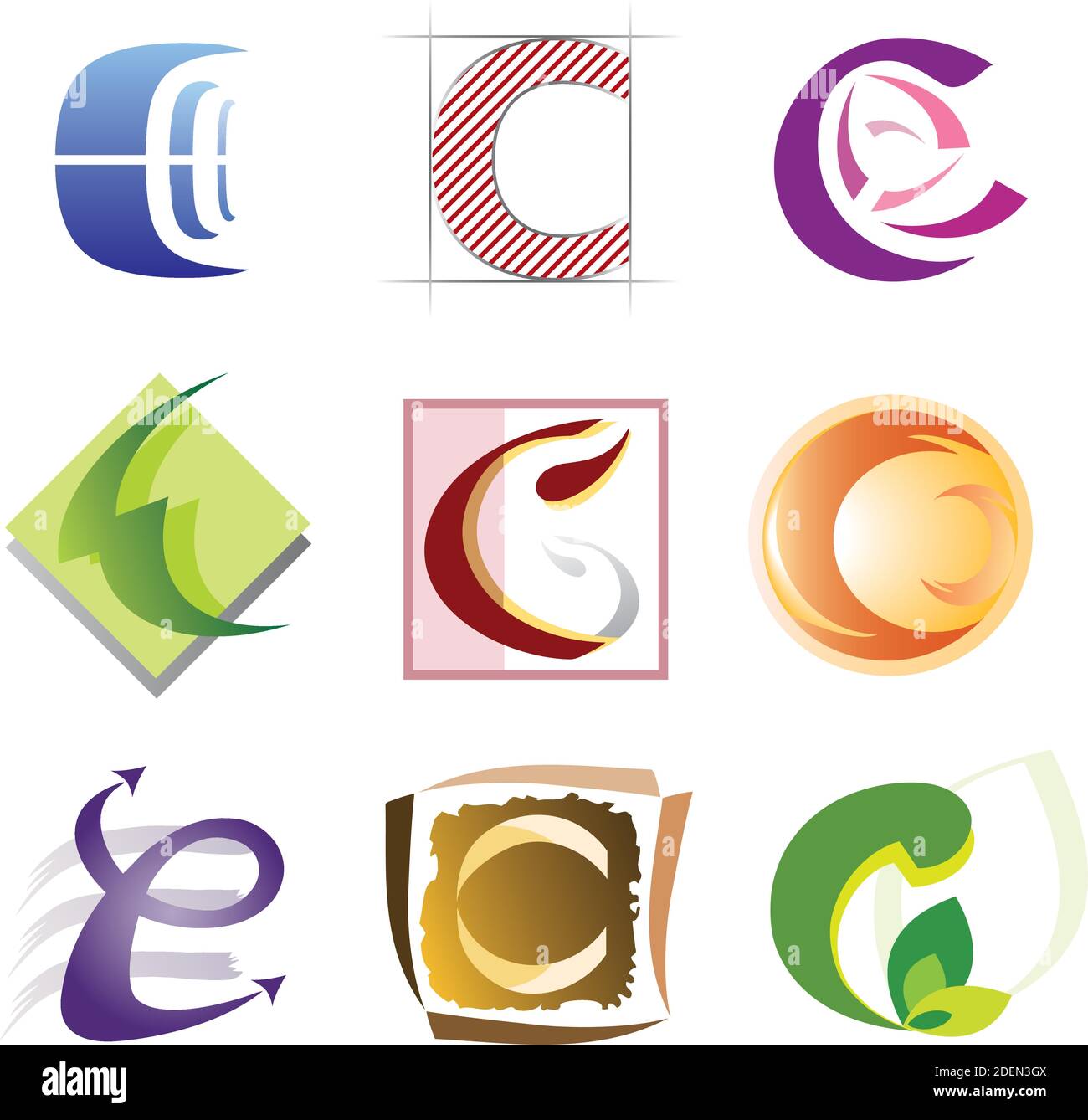 Set of Decorative Letter C Icons - Elements for Logo Design Stock ...