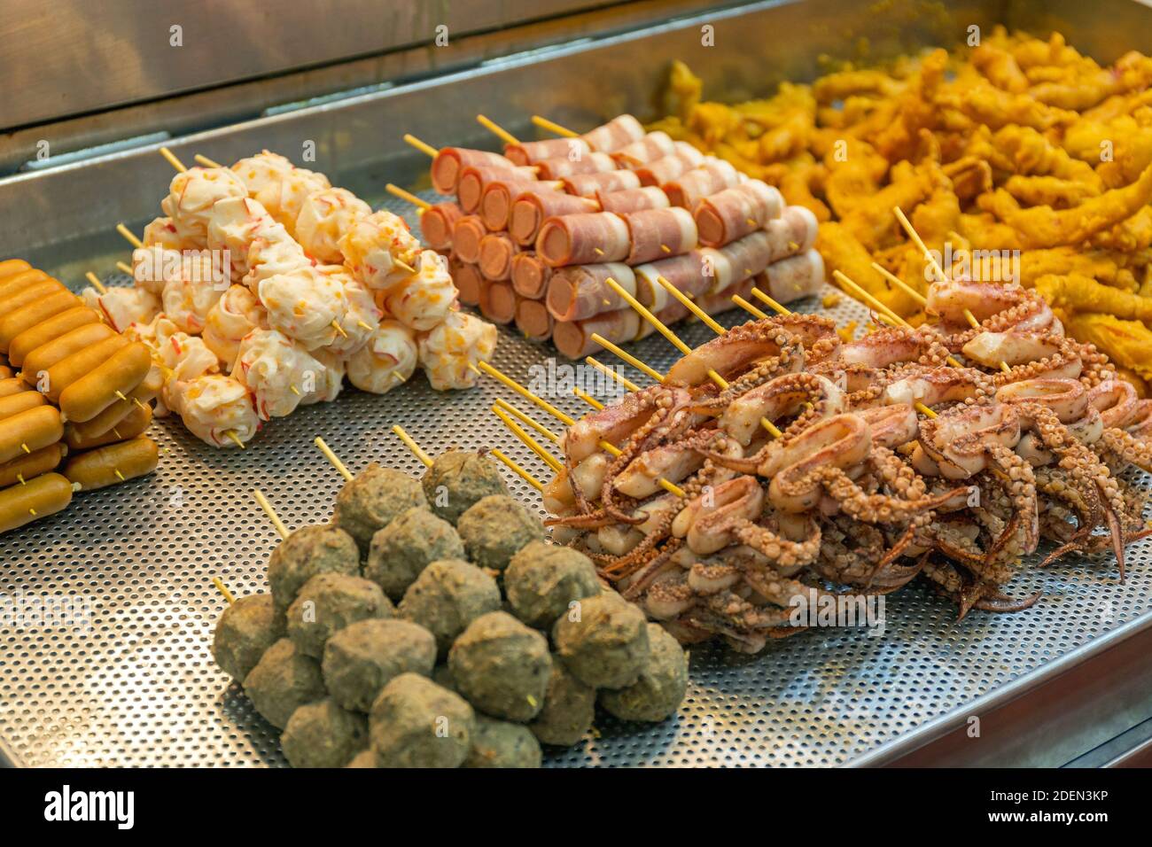 Deep Fried Skewers Fast Food in Hong Kong Stock Photo Alamy
