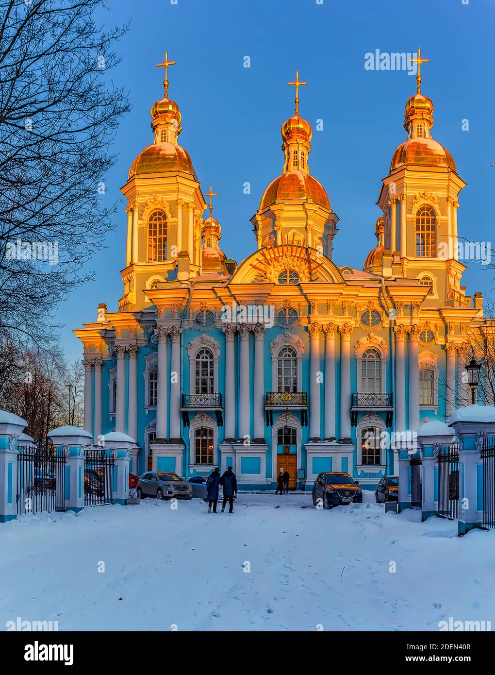 Walk on a sunny winter evening in St. Petersburg. Stock Photo