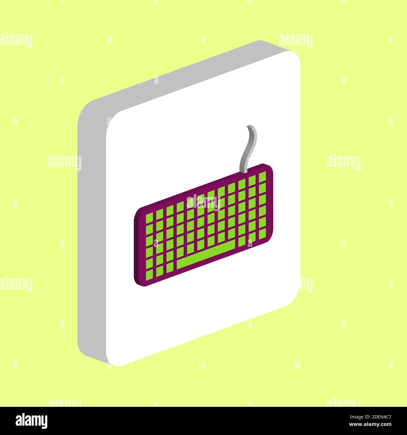 Keyboard Simple vector icon. Illustration symbol design template for web mobile UI element. Perfect color isometric pictogram on 3d white square. Keyb Stock Vector