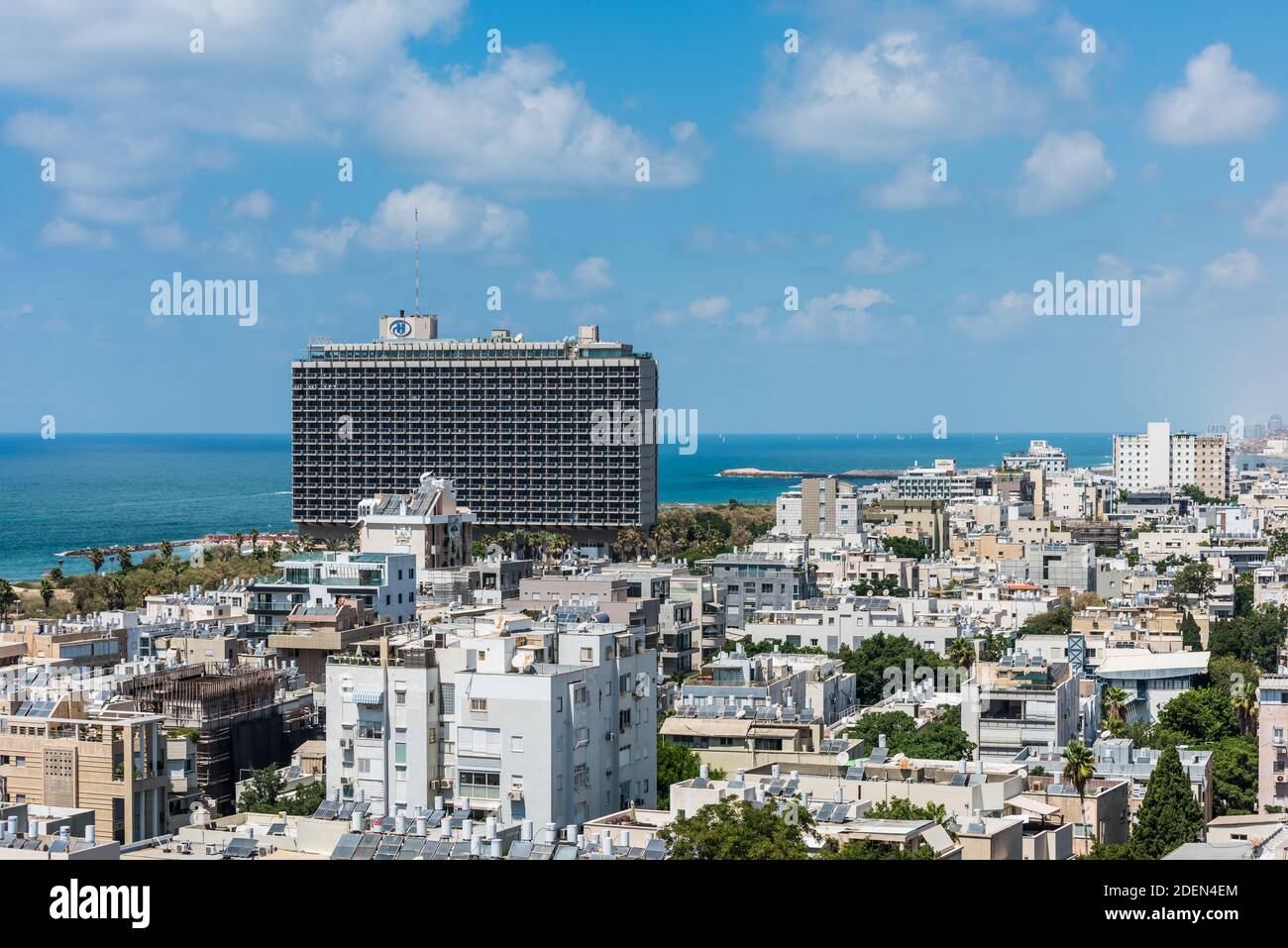 Aerial view of Tel Aviv City with modern skylines and luxury hotels against  blue sky at the beach near the Tel Aviv port in Israel Stock Photo - Alamy