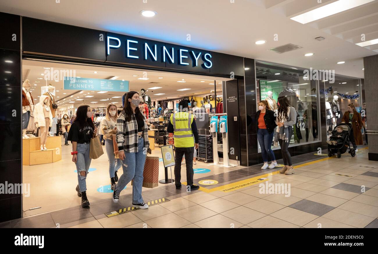 People wearing face masks shopping at Penneys in Letterkenny Centre