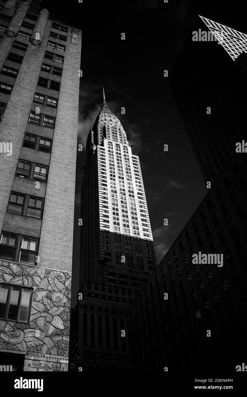The south side of the Chrysler Building in dramatic light. Stock Photo