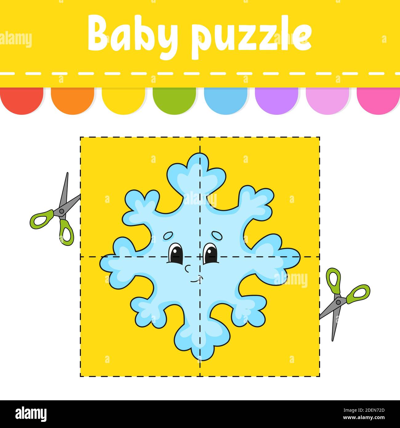 Baby puzzle. Easy level. Flash cards. Cut and play. Christmas theme