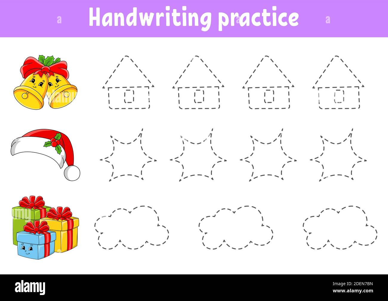 Kids handwriting practice game. Educational children handwriting practical  cards, children learning game vector illustration. Writing practice Stock  Vector Image & Art - Alamy