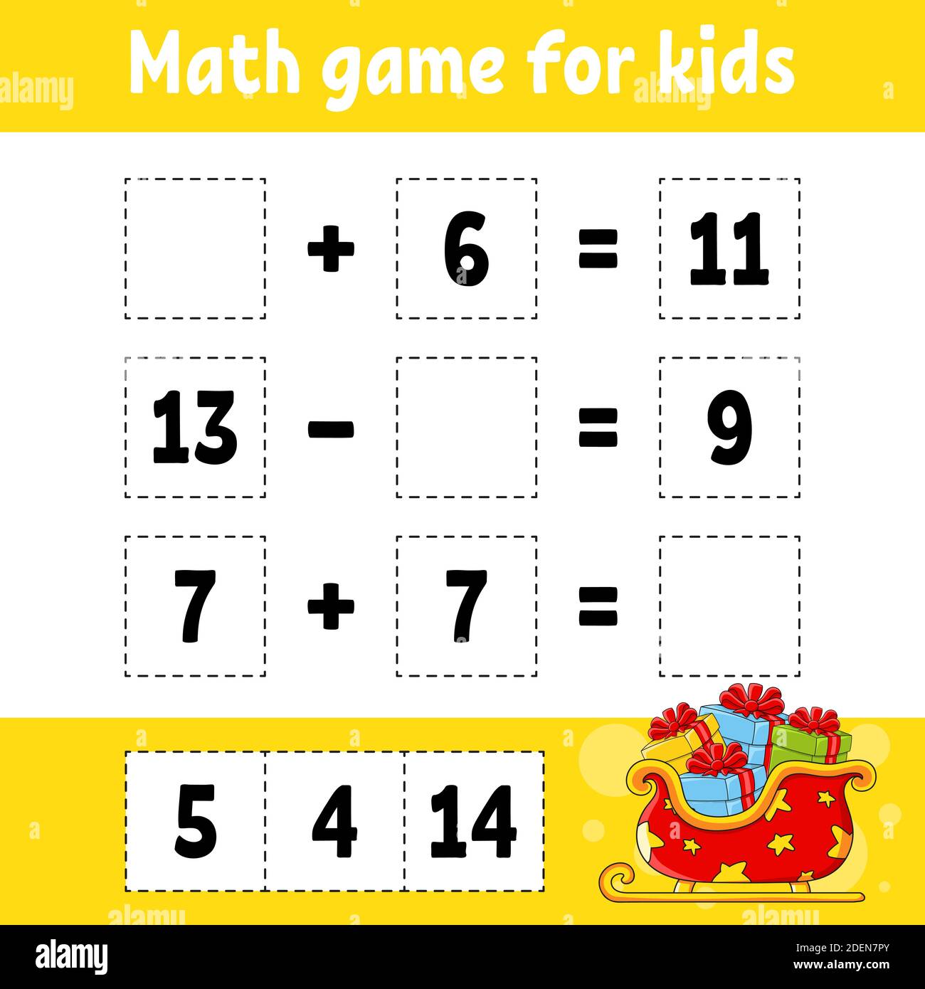 Math game for kids. Christmas theme. Education developing worksheet ...