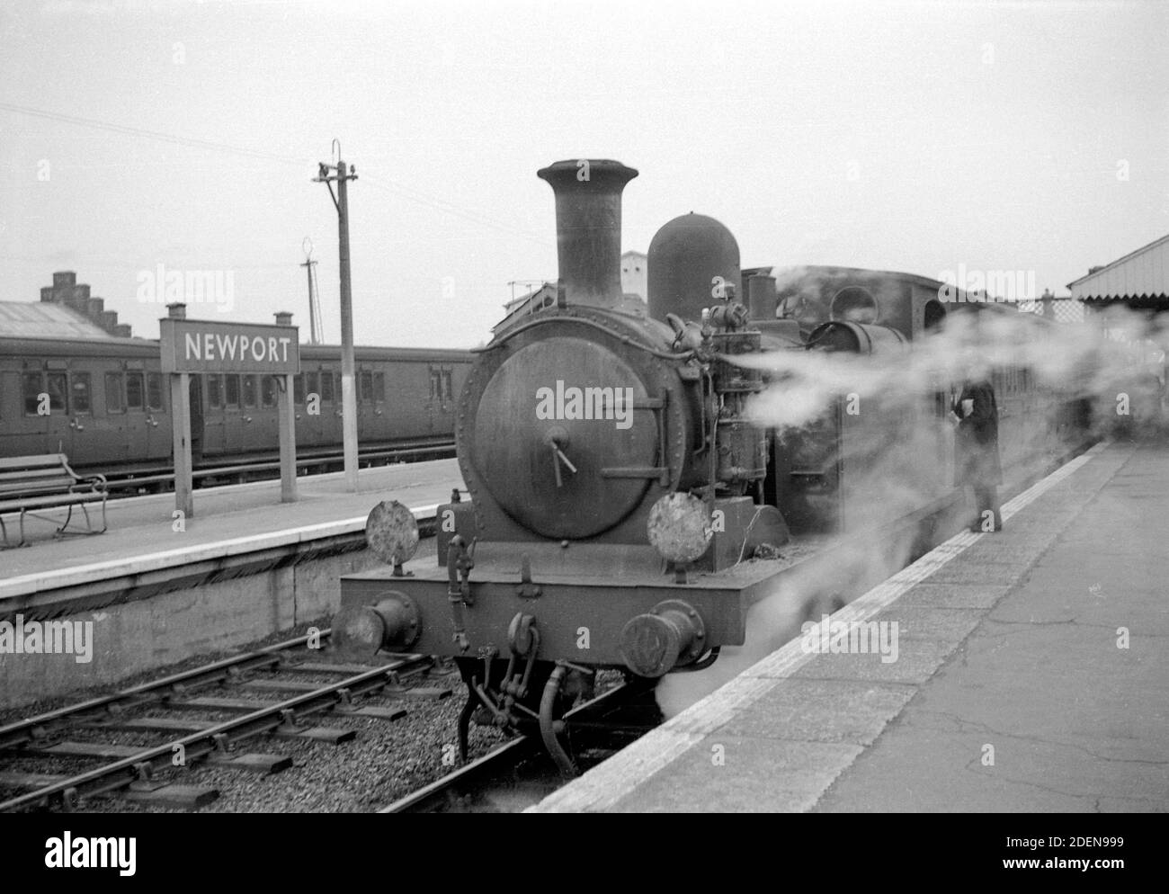 Steam Train at Newport Isle of Wight -1 Stock Photo