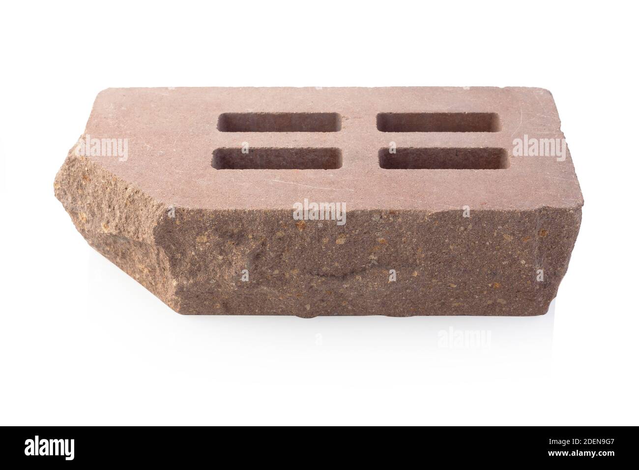 Brick outer textured isolated on white background. Hollow red brick. Stock Photo