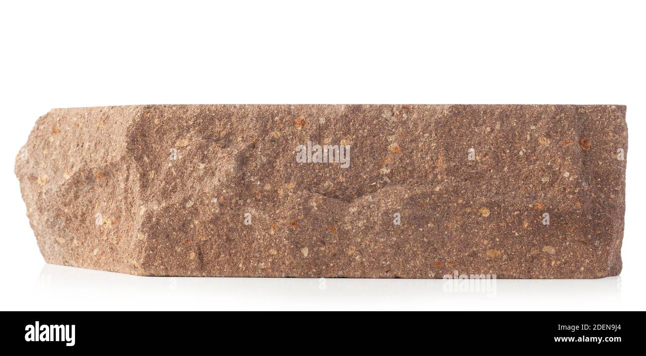 Brick outer textured isolated on white background. Hollow red brick. Stock Photo