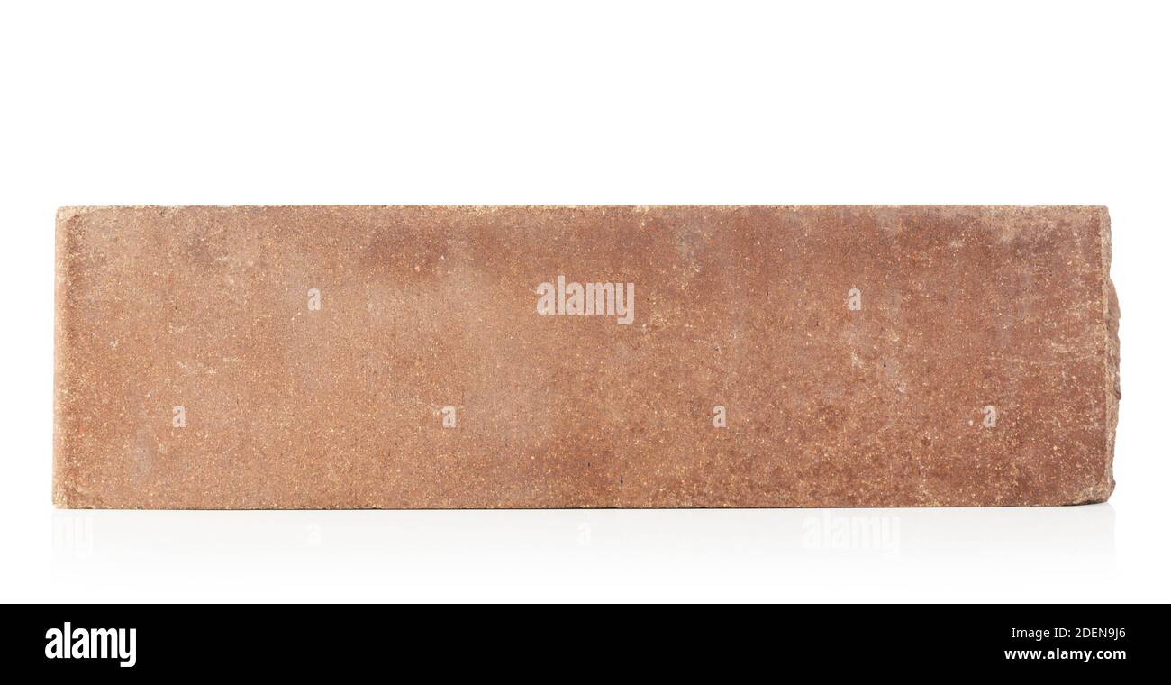 Brick outer textured isolated on white background. Hollow red brick. Stock Photo