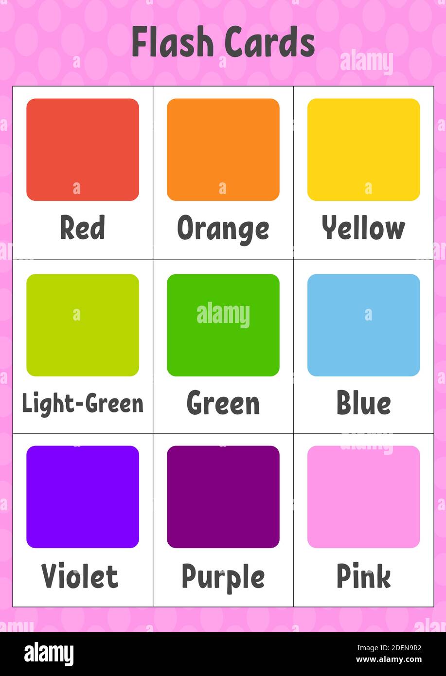 Flash cards. Learning colors. Education developing worksheet