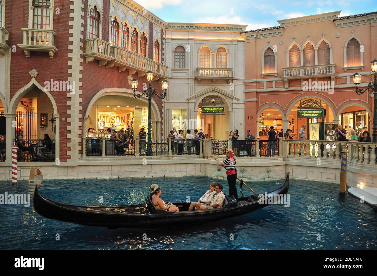 USA, Nevada,  ?Clark  County, Las Vegas, The Strip, The Venetien Hotel and Casino, shopping mall with gondola Stock Photo