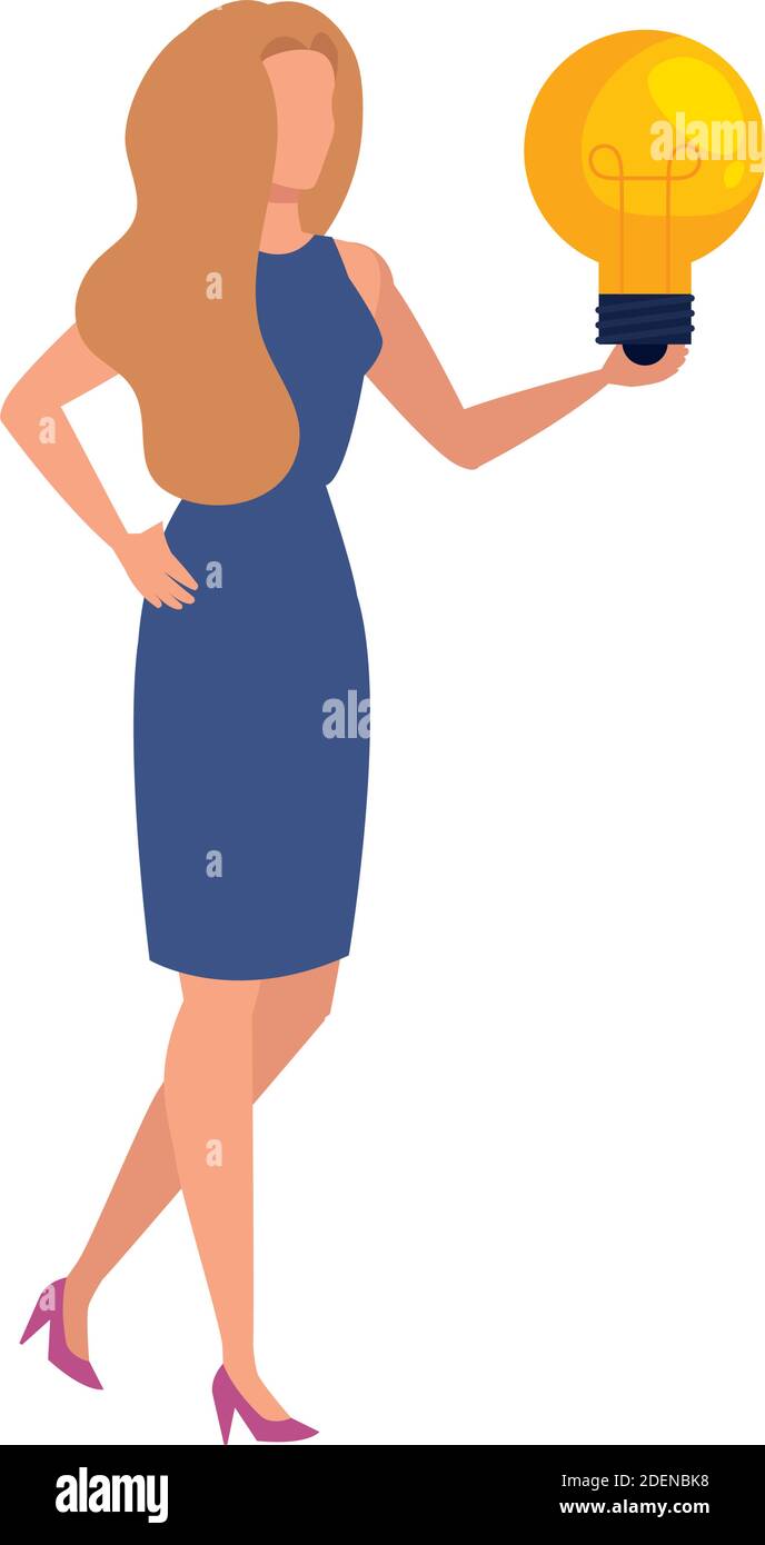 elegant business woman with bulb character Stock Vector Image & Art - Alamy