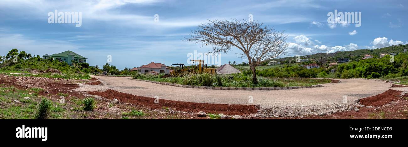 Panoramic View Of Road Construction Site Stock Photo