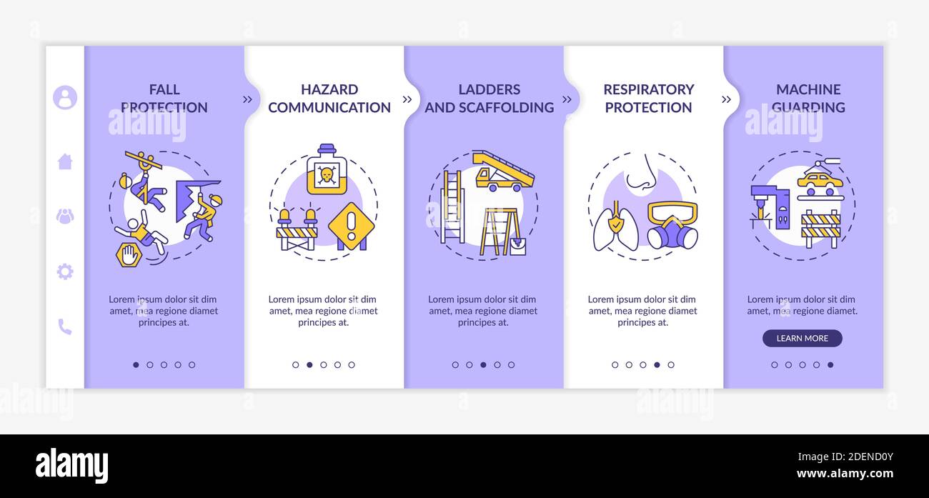 Top workplace safety violations onboarding vector template Stock Vector
