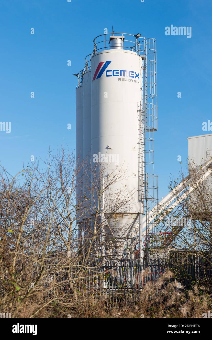 Cemex Readymix concrete manufacturing plant by Titford Pool under the M5 motorway in Oldbury,West Midlands Stock Photo