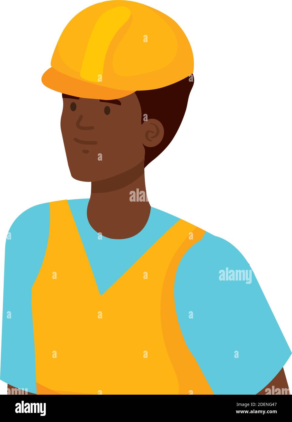 afro builder constructor worker wearing helmet character Stock Vector ...