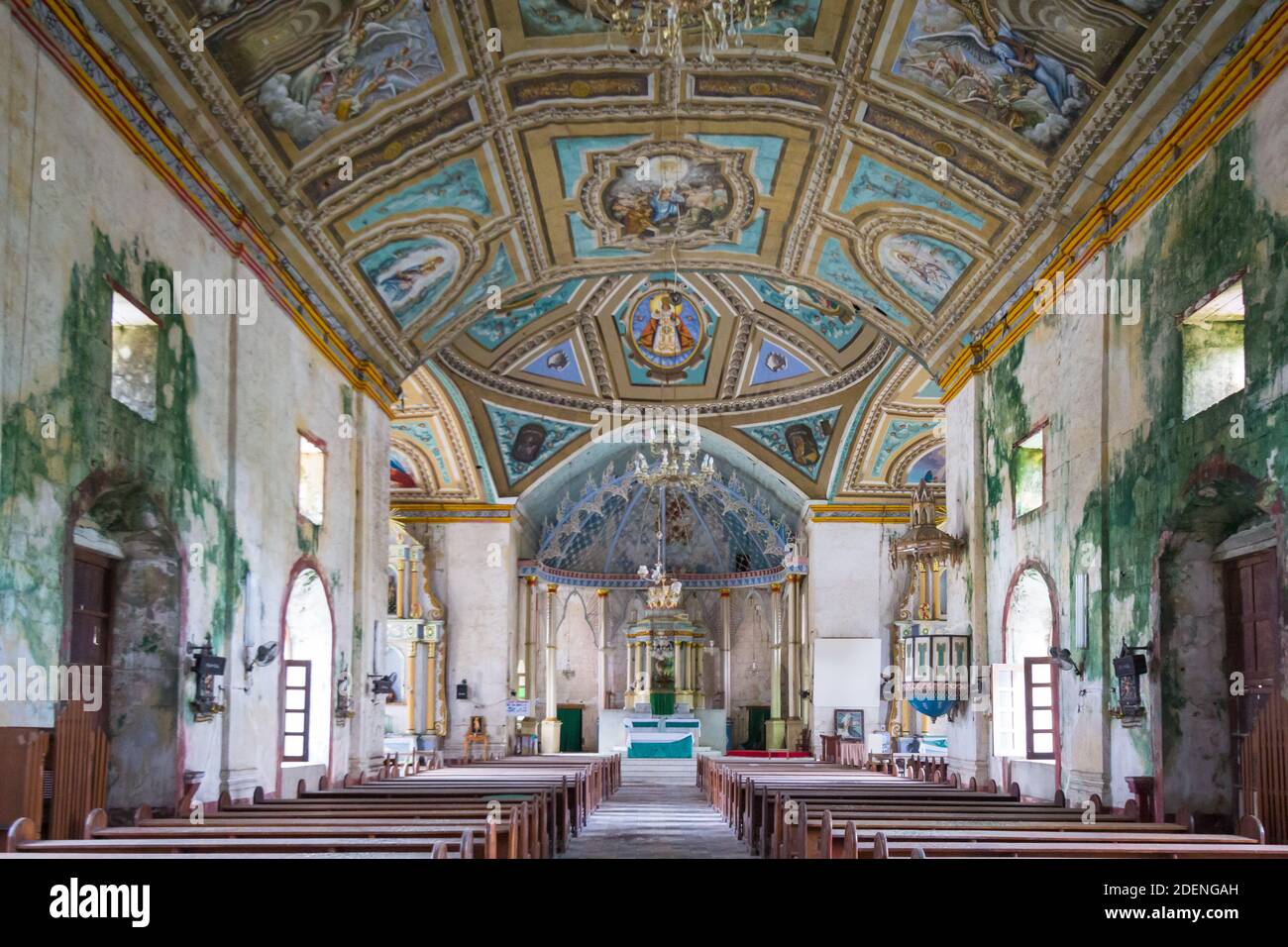 Church interior and art of the Loay Church in Bohol, Philippines Stock Photo