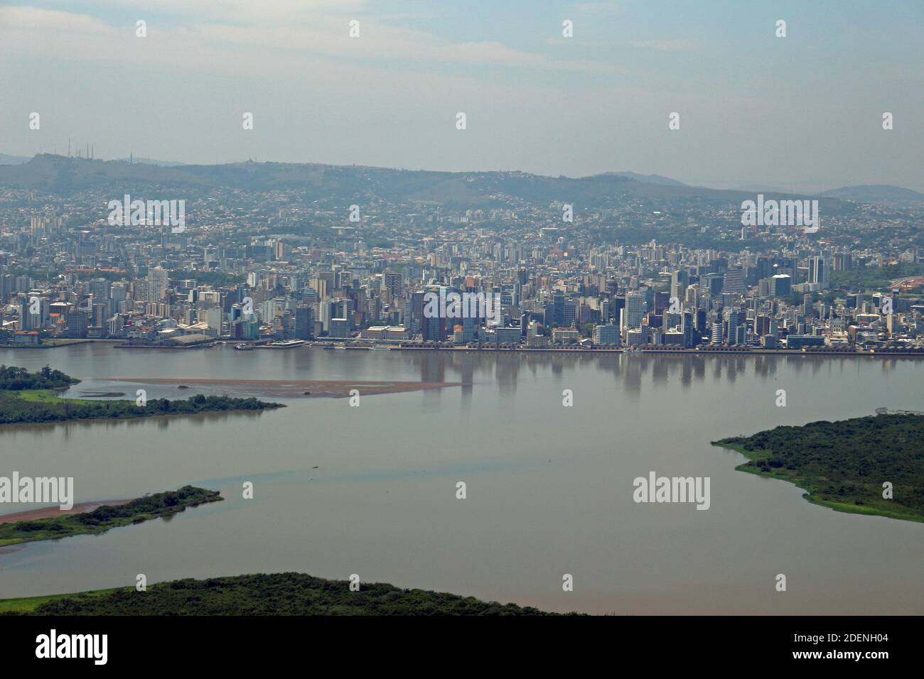 Aerial view of the southern region of the capital of the state of Rio Grande do Sul, Porto Alegre, in southern Brazil. Stock Photo