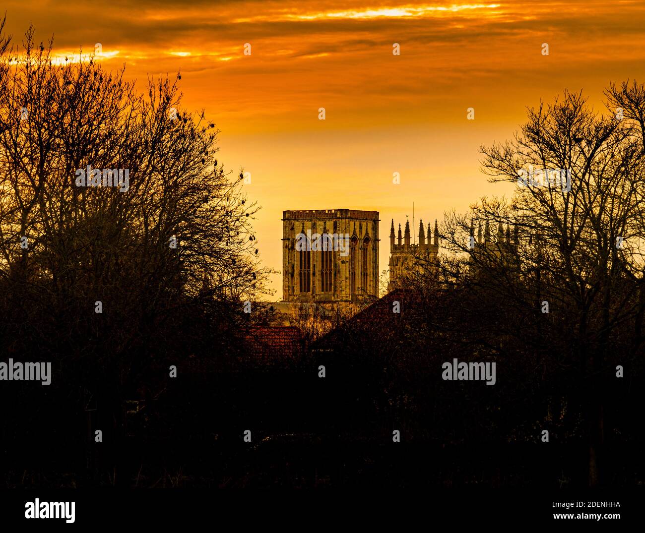 Central and North West Towers of York Minster seen from Monks Stray, in